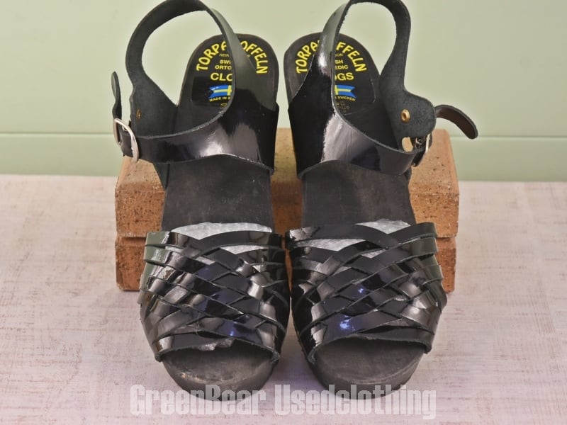 D060 スウェーデン製 TORPATOFFELN ビンテージ サボ サンダル エナメル