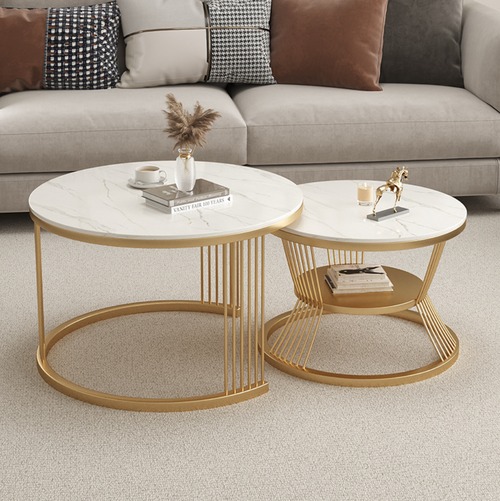 ネストテーブル 円形 コーヒーテーブル セット 大理石柄 モダン インテリア リビング ワイヤーフレーム 北欧 おしゃれ 収納