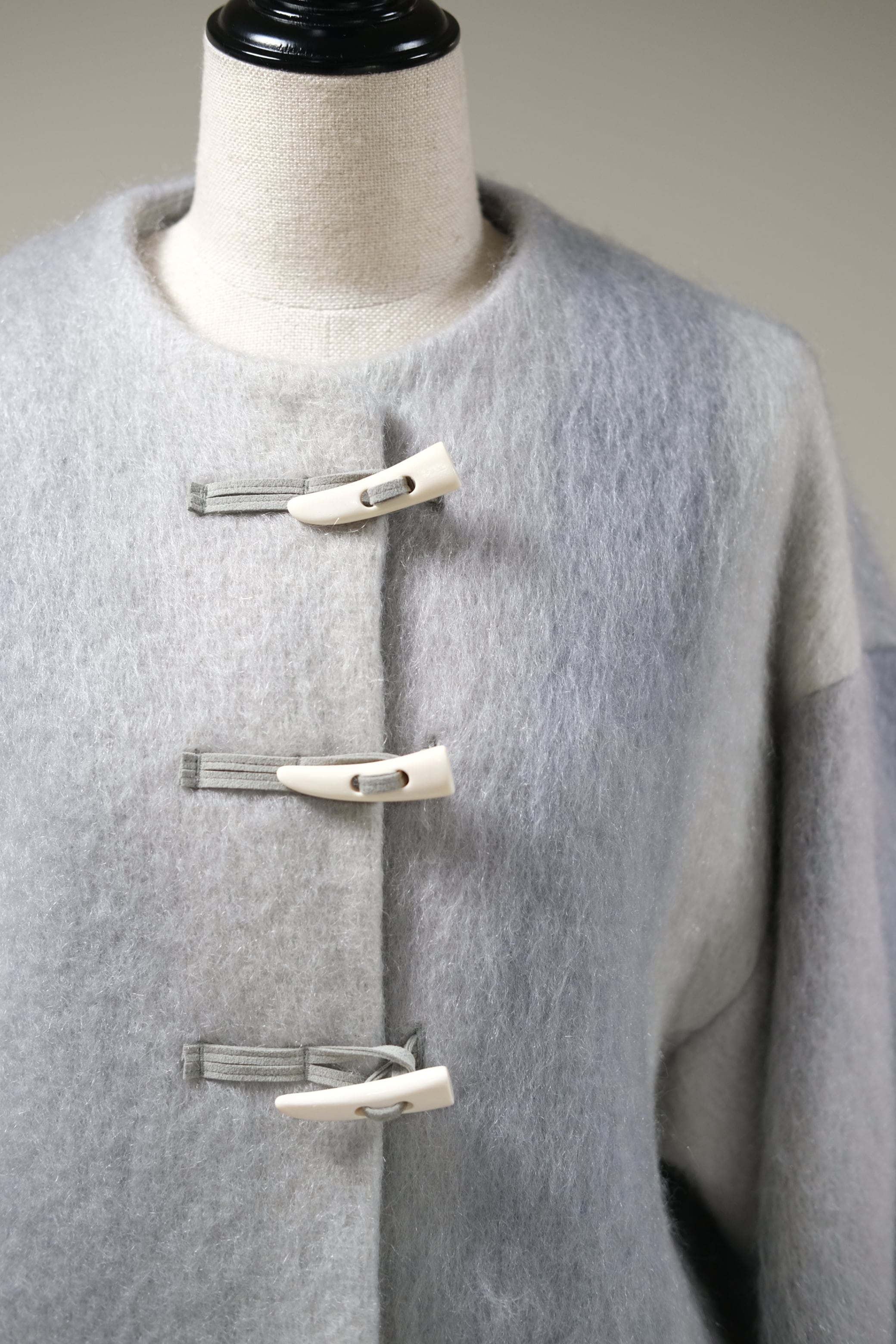 Mame Kurogouchi】Gradient Dye Mohair Cropped Coat - grey - | loop