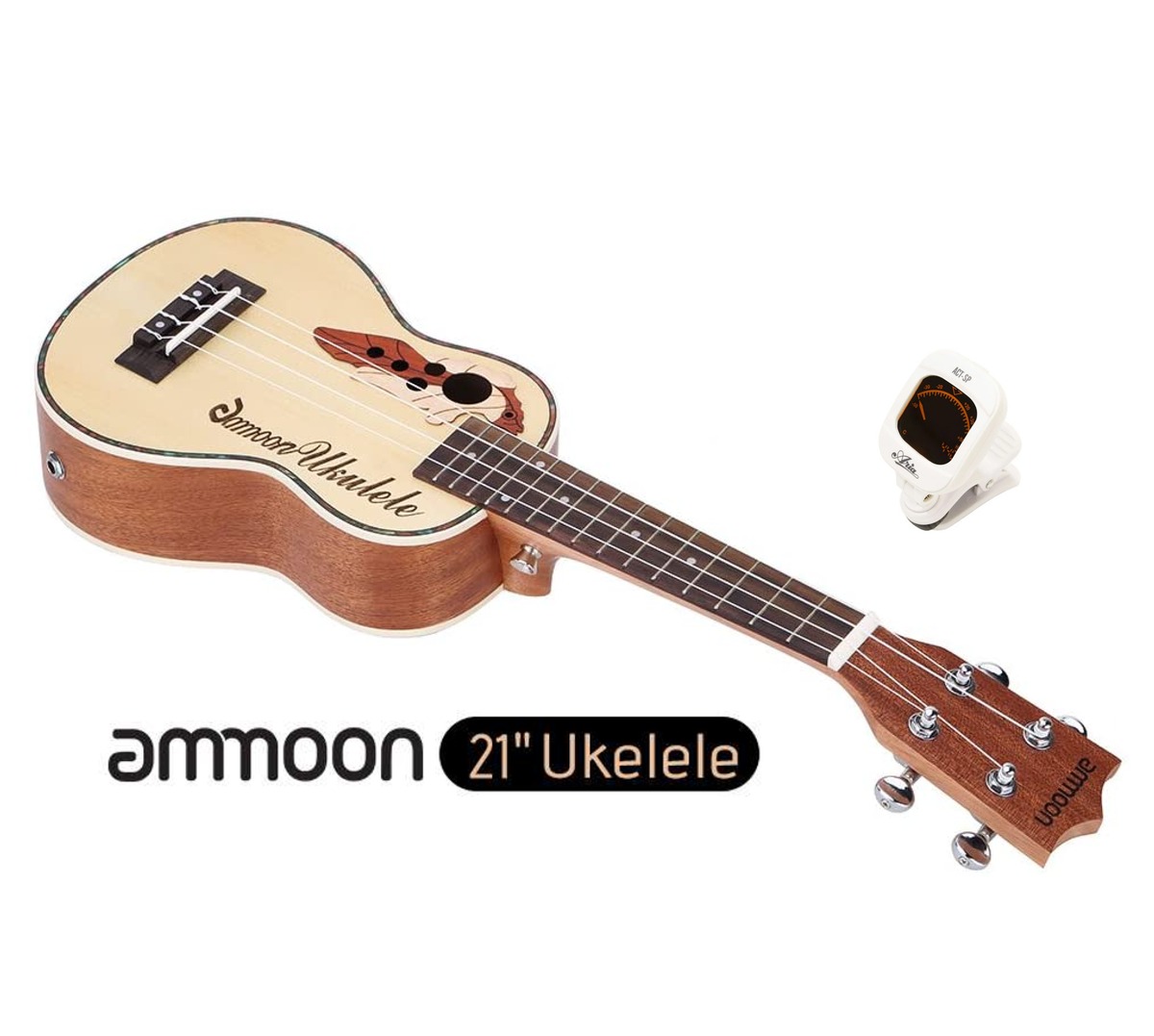 ammoon エレキウクレレ ソプラノ スプルース 21in Natural