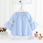 お花ラインのベルスリーブチュニック(ブルー)