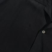 シルク100% Papas パパス 長袖 オープンカラー シャツ M/ブラック系 メンズ