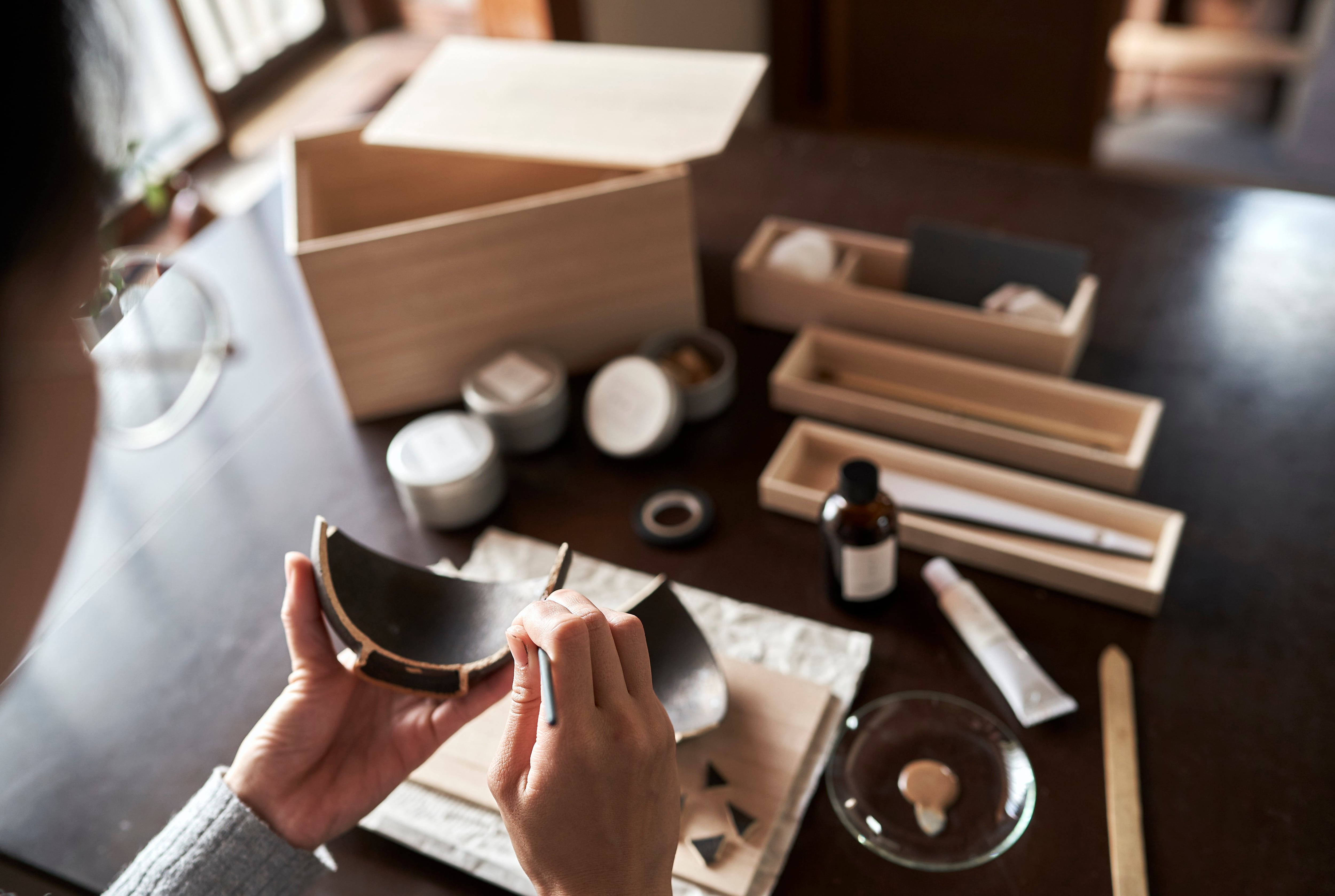 巡－金継ぎ時代－」金継ぎキットとお道具箱のセット（白木