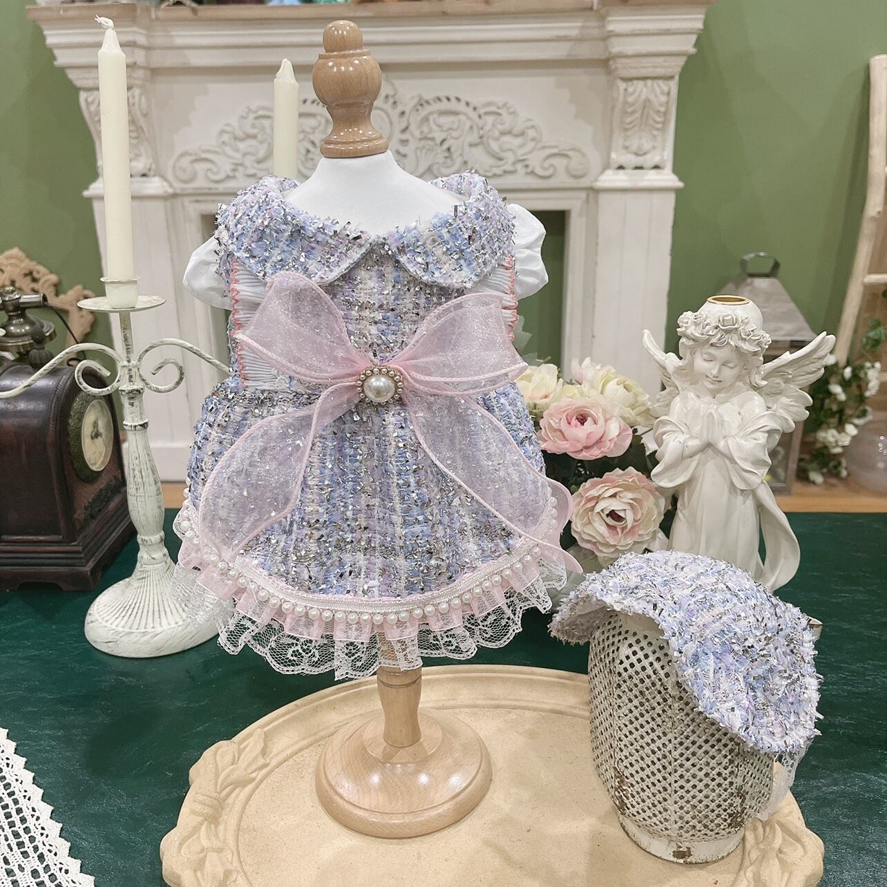 シャイニーツイードパールドレス 00729