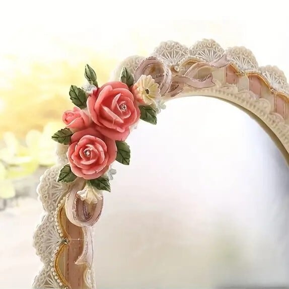 ローズミラー ロココ調 卓上 アンティーク 鏡 姫系 クラシック 薔薇