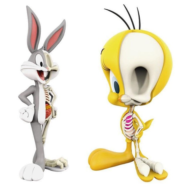 Anatomical 4-inch Bugs Bunny and Tweety Bird by Jason Freeny