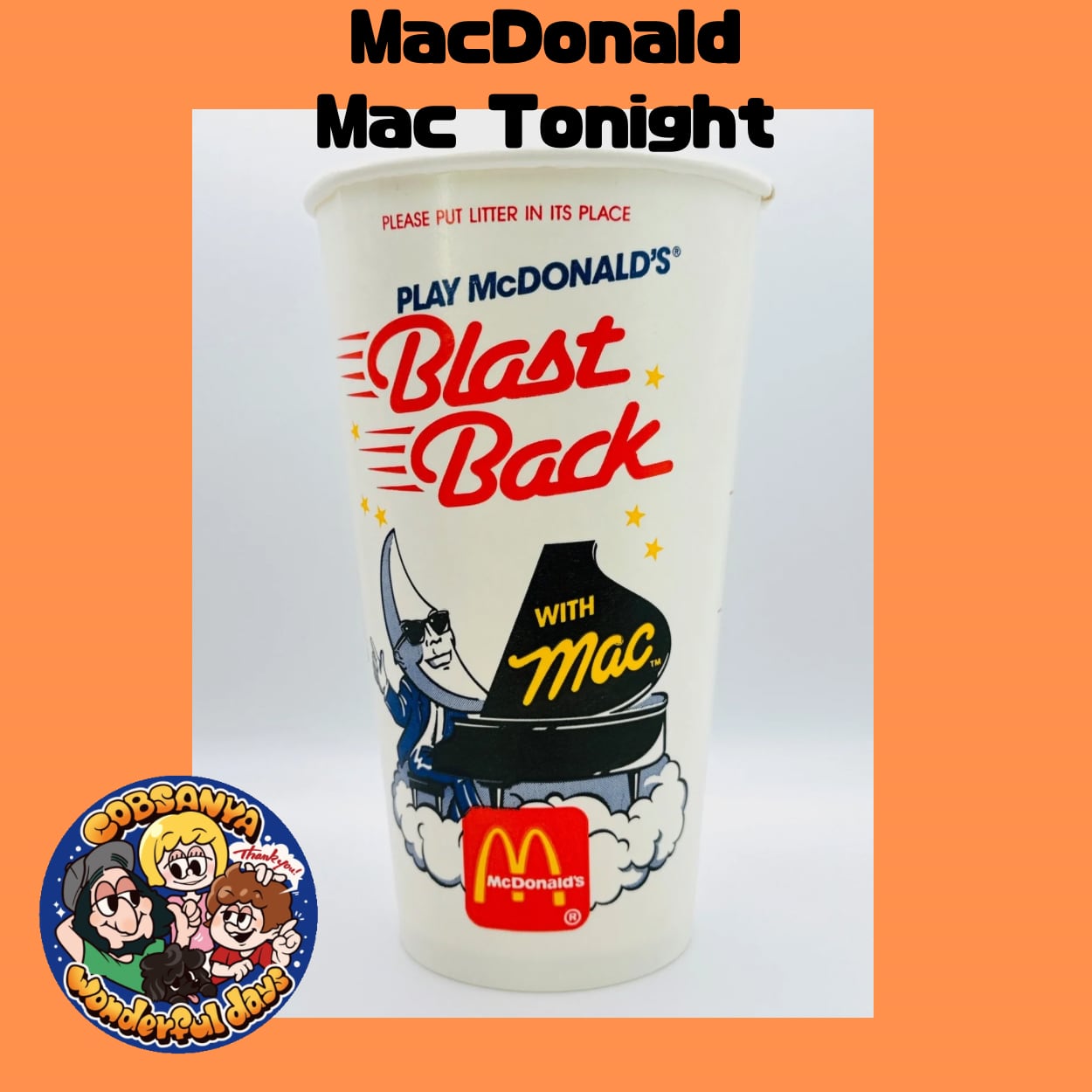MacDonald マクドナルド  マックトゥナイト  デットストック 紙コップ XL 1989年