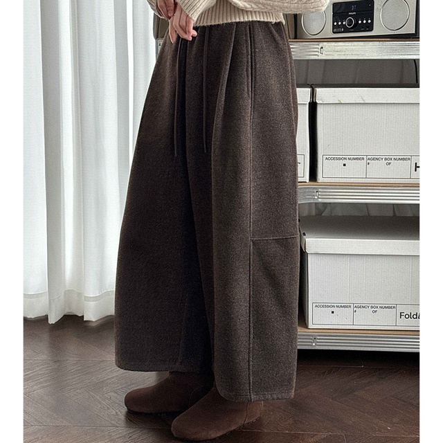 drawstring wide pants　J00381