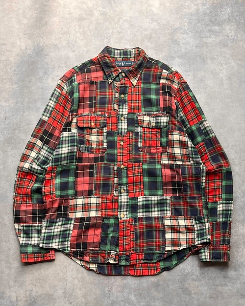 90s Ralph Lauren "Patchwork" L/S Cotton Flannel Shirt