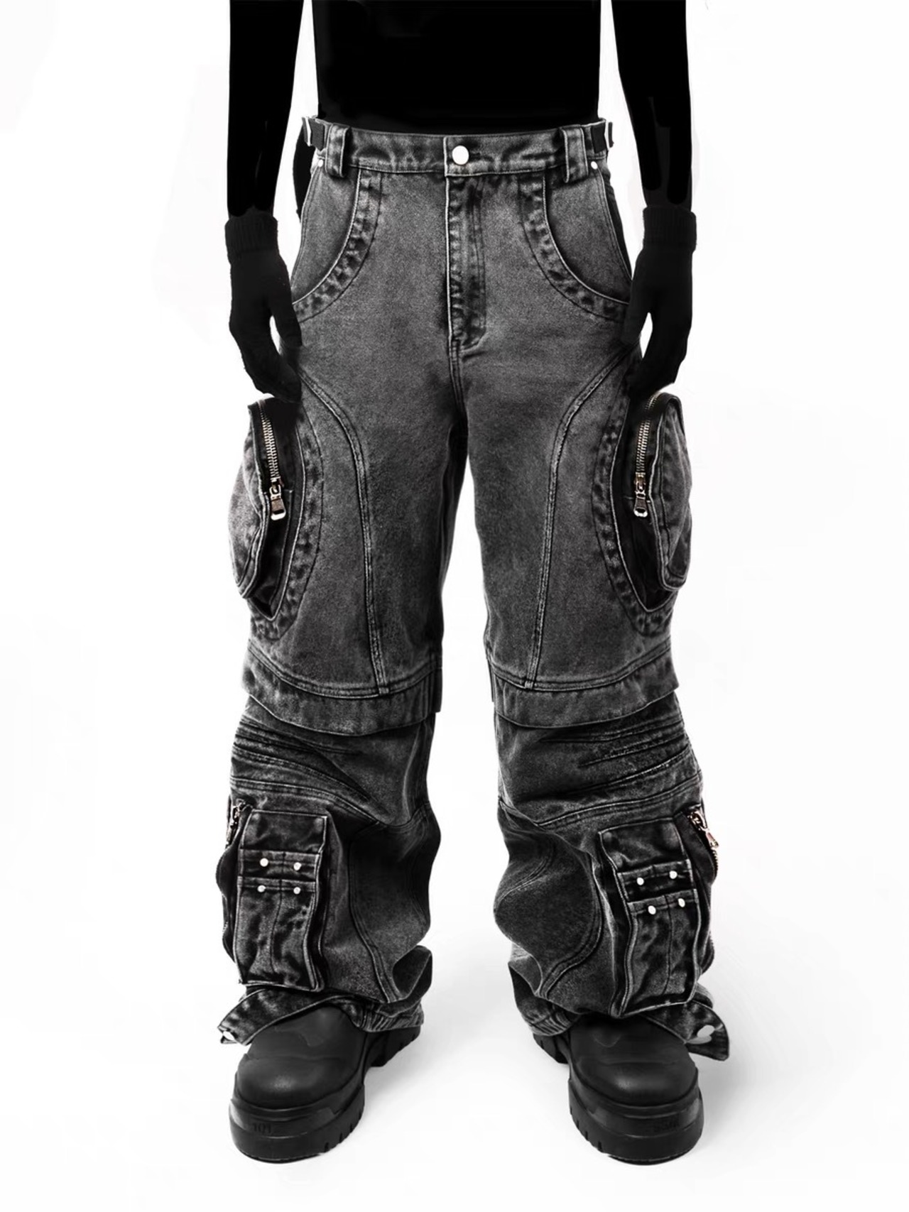 【FIVEKOH】3D pocket washing denim pants