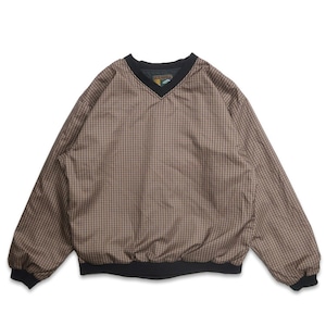 古着 USA製 FORRESTER'S 総柄 Vネック ウォームアップジャケット プルオーバージャケット ポケット付き 表記：L　gd408875n w60323