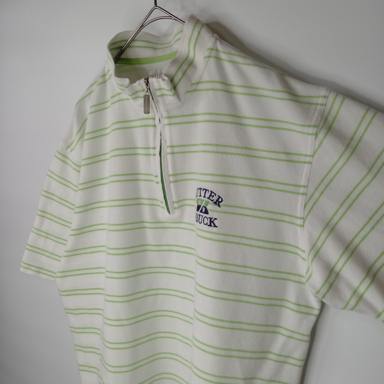 デサント製　CUTTER&BUCK　ハーフジップ　半袖　刺繍カットソー　Tシャツ