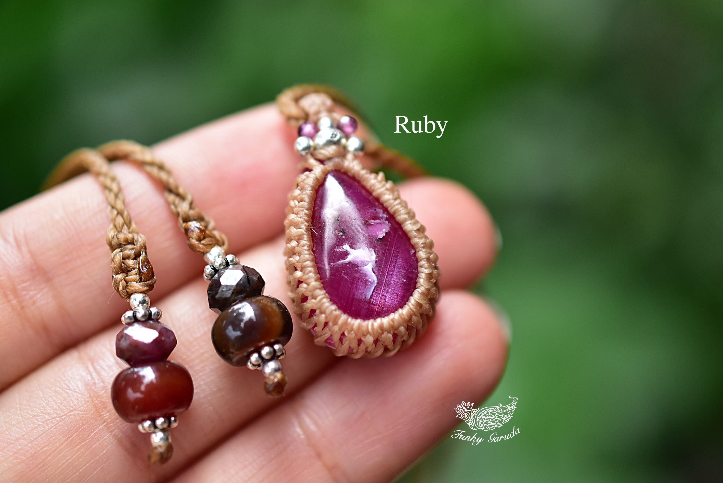 魅惑のピンク★ルビー シンプルマクラメペンダント rubyy002