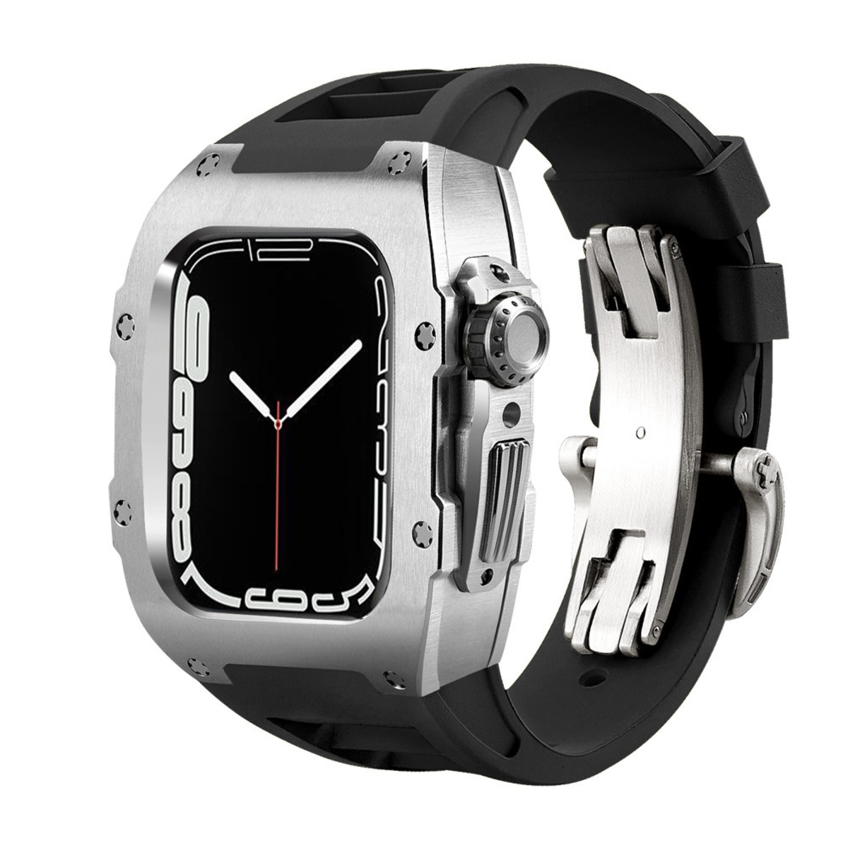 Apple Watch ケース バンド シリーズ SE/4/5/6/7/8 チタン フッ素ゴム 