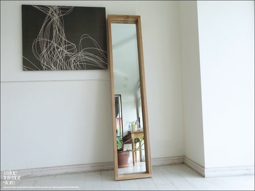 「 T様 サイズオーダーミラー 」 チーク総無垢 ミラーN/1モデル 姿見 鏡 全身鏡 壁掛け 大型 ナチュラル 木目 シンプル 手作り ハンドメイド 銘木家具