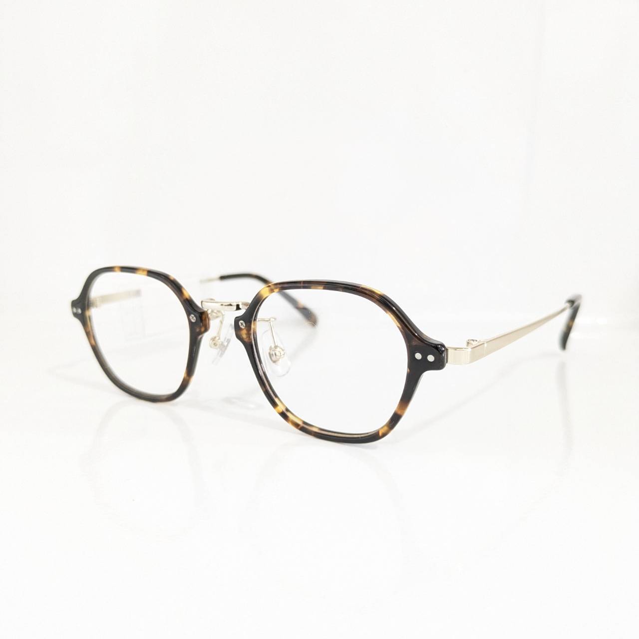 【EYES】多角形コンビフレーム デミブラウン・ゴールド