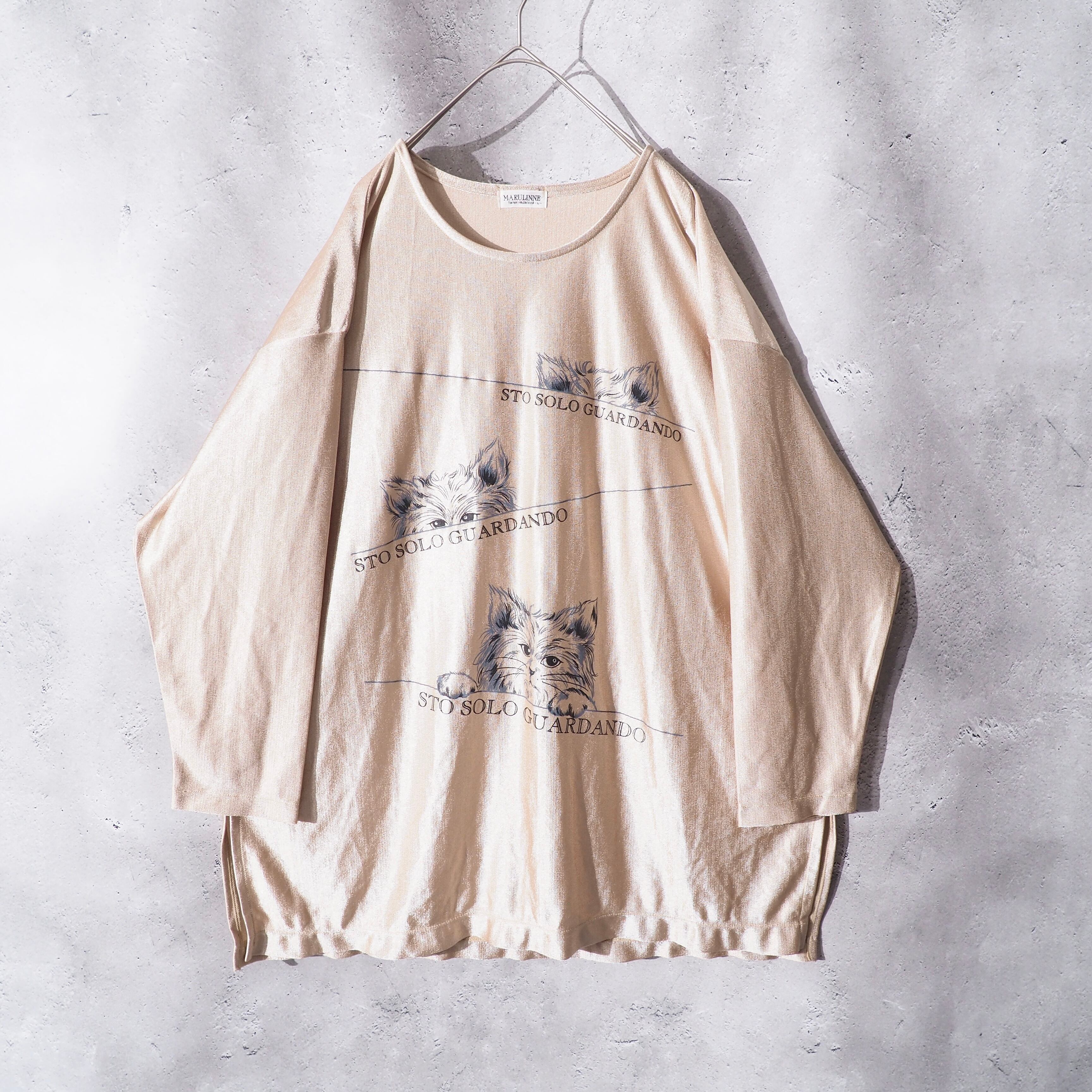 1990s " Pretty Cat " Nihil Face printed vintage Long sleeve Tee