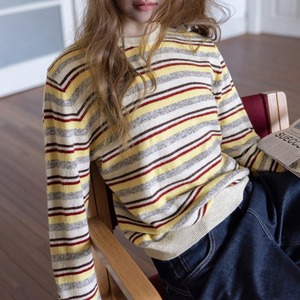 multi stripe crew neck knit