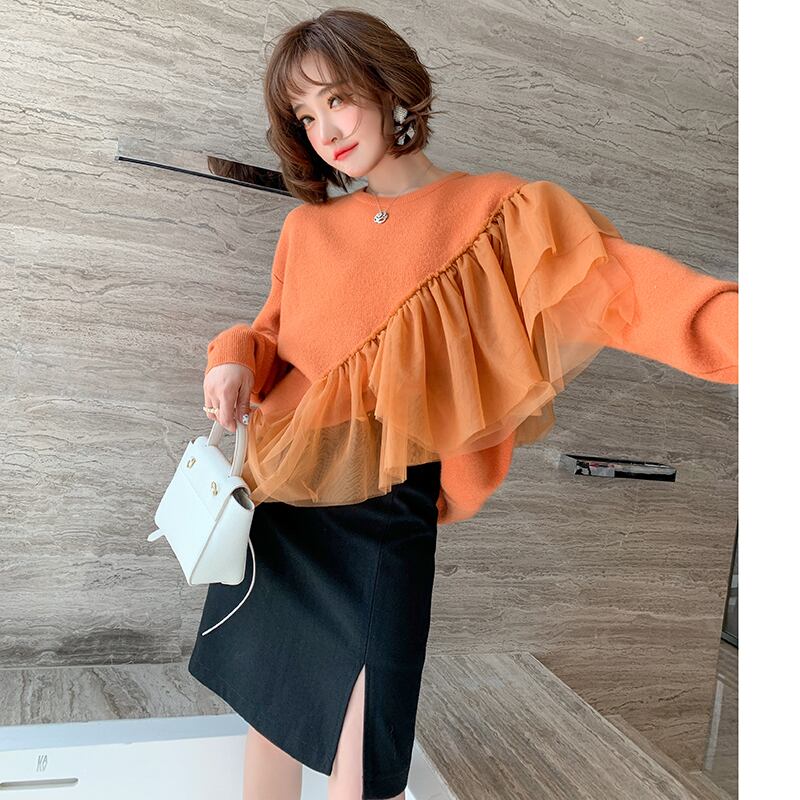 ハイウェスト薄手スカート オータムウィンター 秋物 冬物 MIUCO86283424089