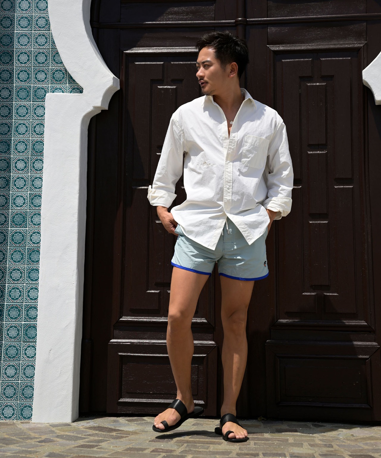 【SUNS】PIPING SATIN BOARDSHORTS［RSW075］