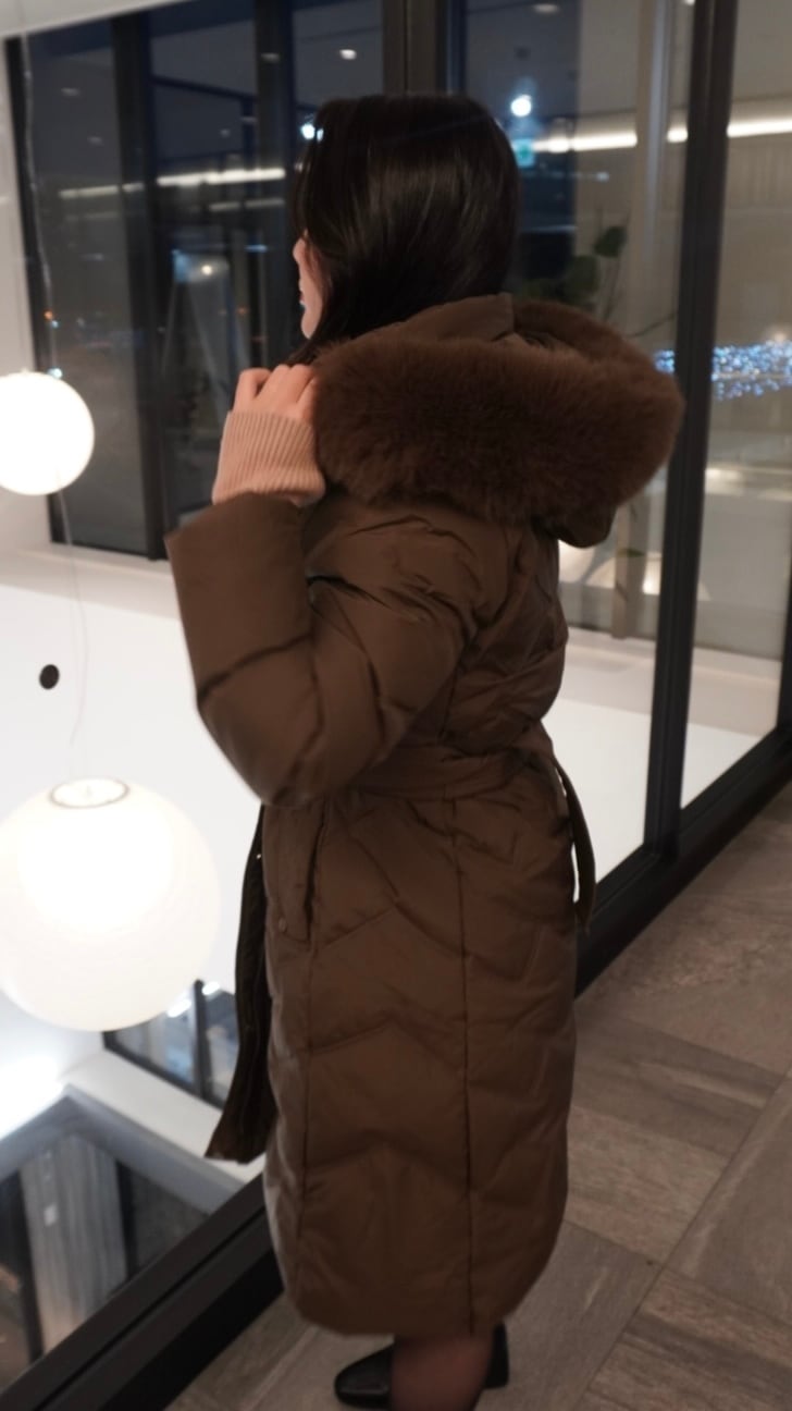 ブラウン ベルト付きダウンジャケット THE NORTH FACE ノースフェイス レディース ダウンジャケット W'S