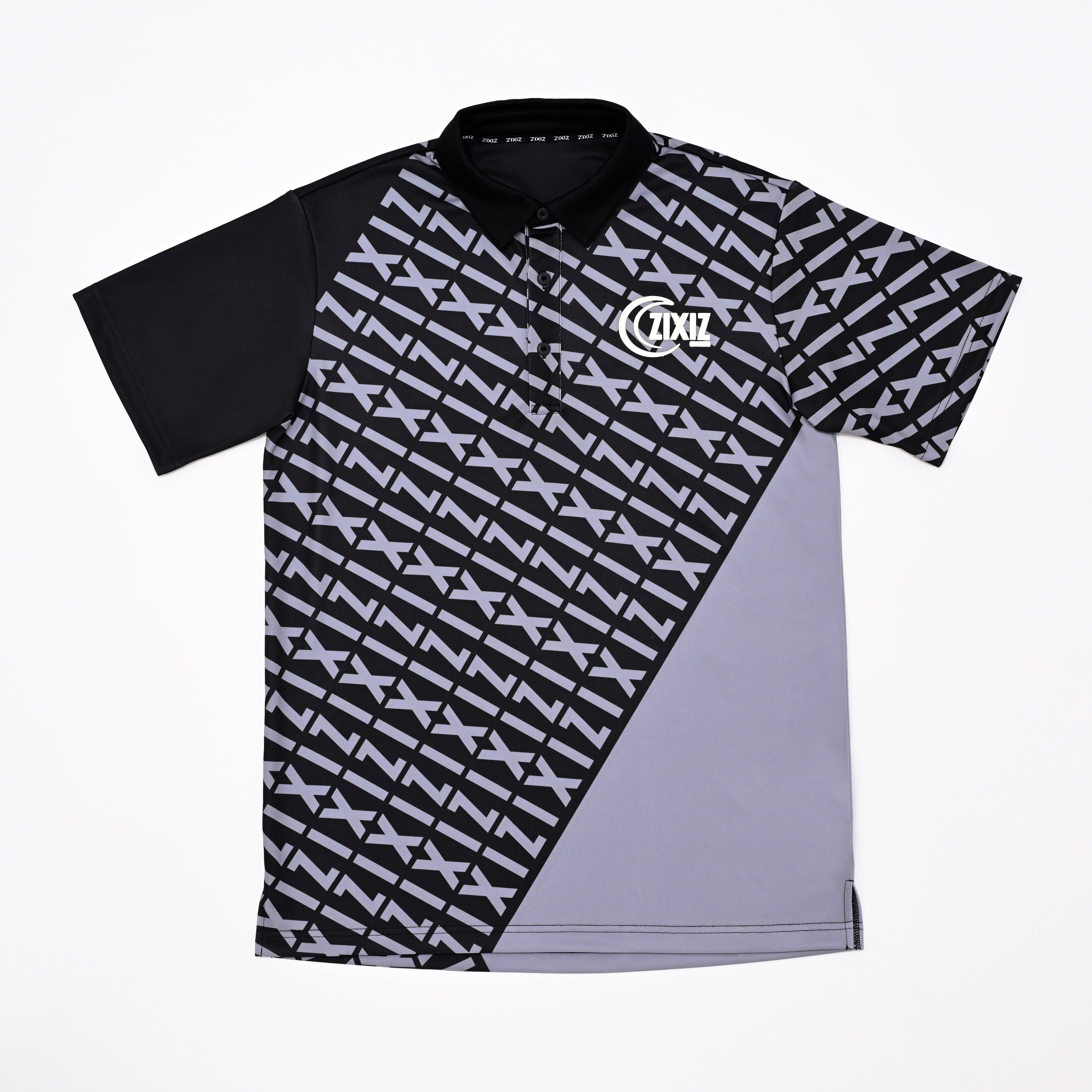 ブラックZIXIZ柄【メンズ半袖ゴルフウエア】ZIXIZ-24PSSSM-BKBK ゴルフブランド