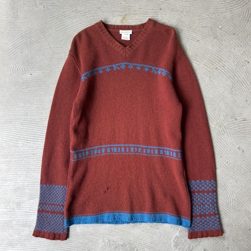 DRIES VAN NOTEN / V neck long sleeve knit sweater
