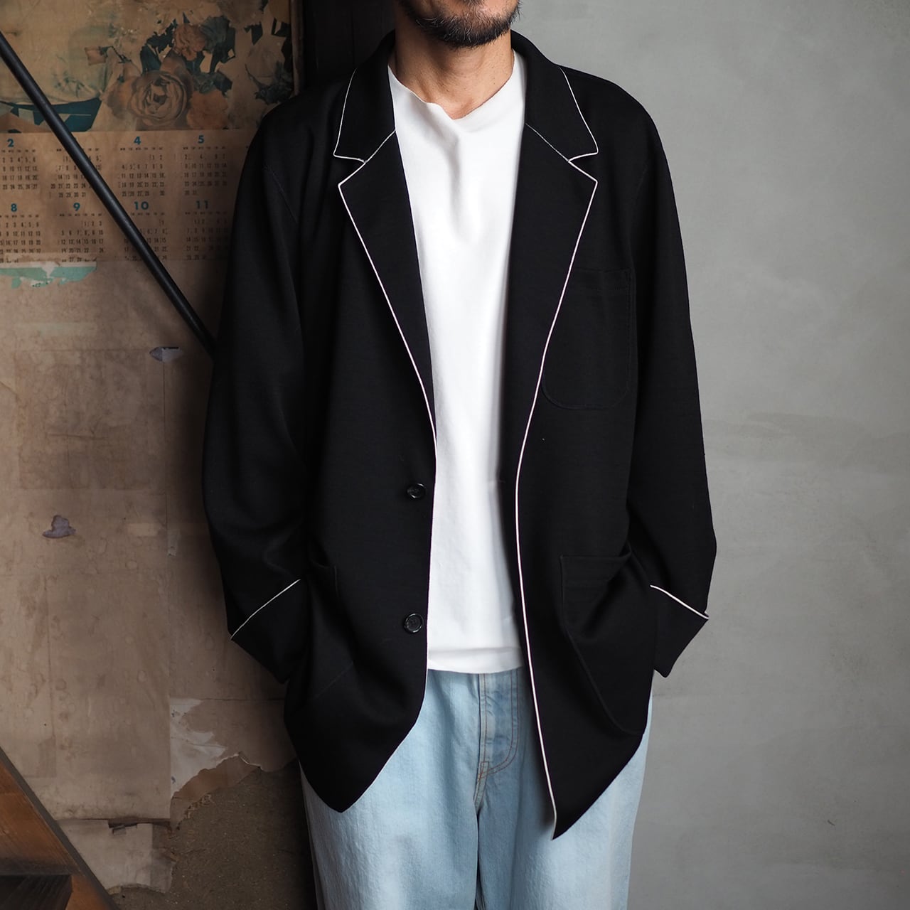 山内 25241-wo / グレンチェック・ダブルオープンカラーシャツ | 洋服