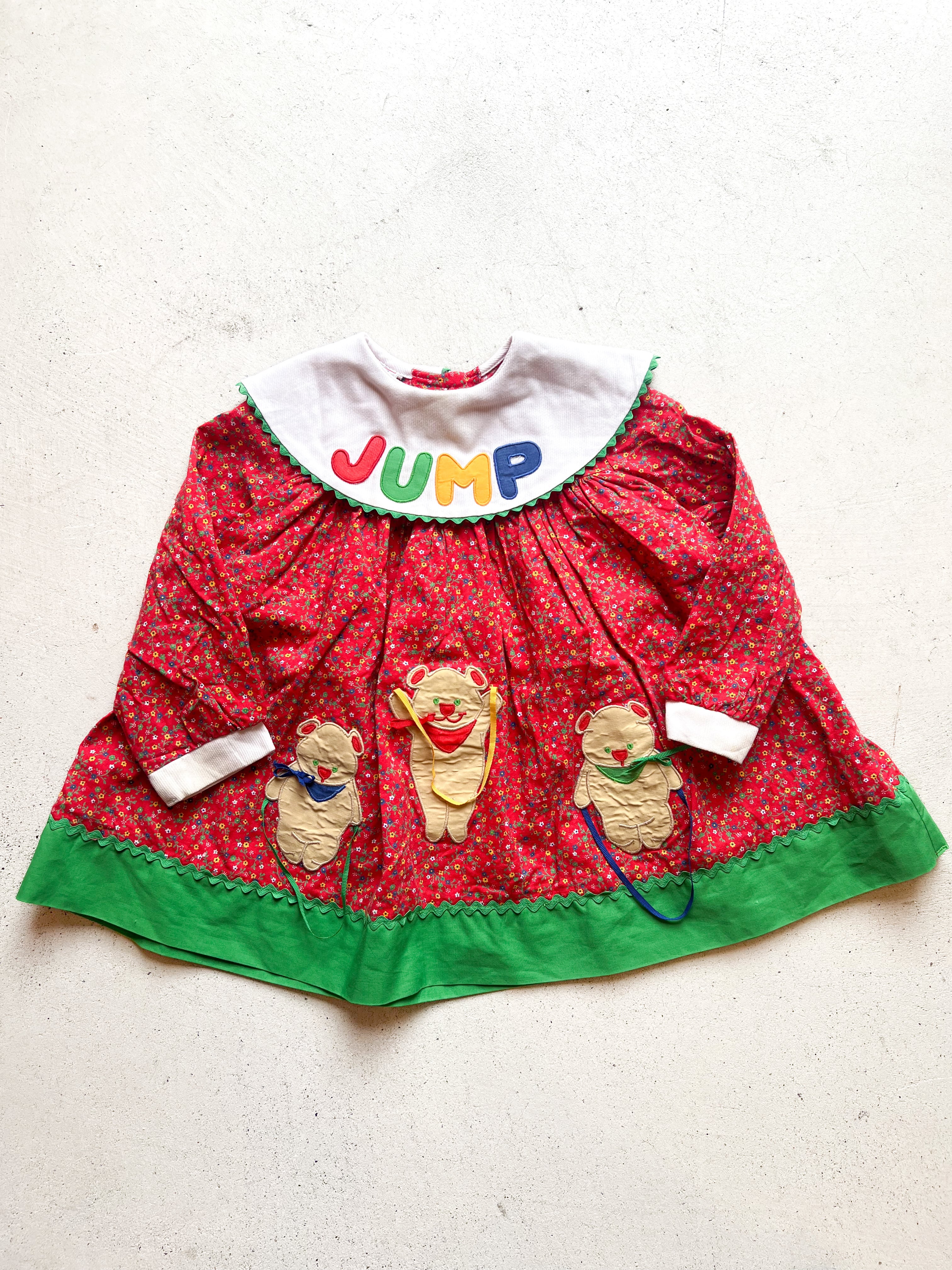 【95cm】VINTAGE 90's くまモチーフ 花柄ワンピース【9889】