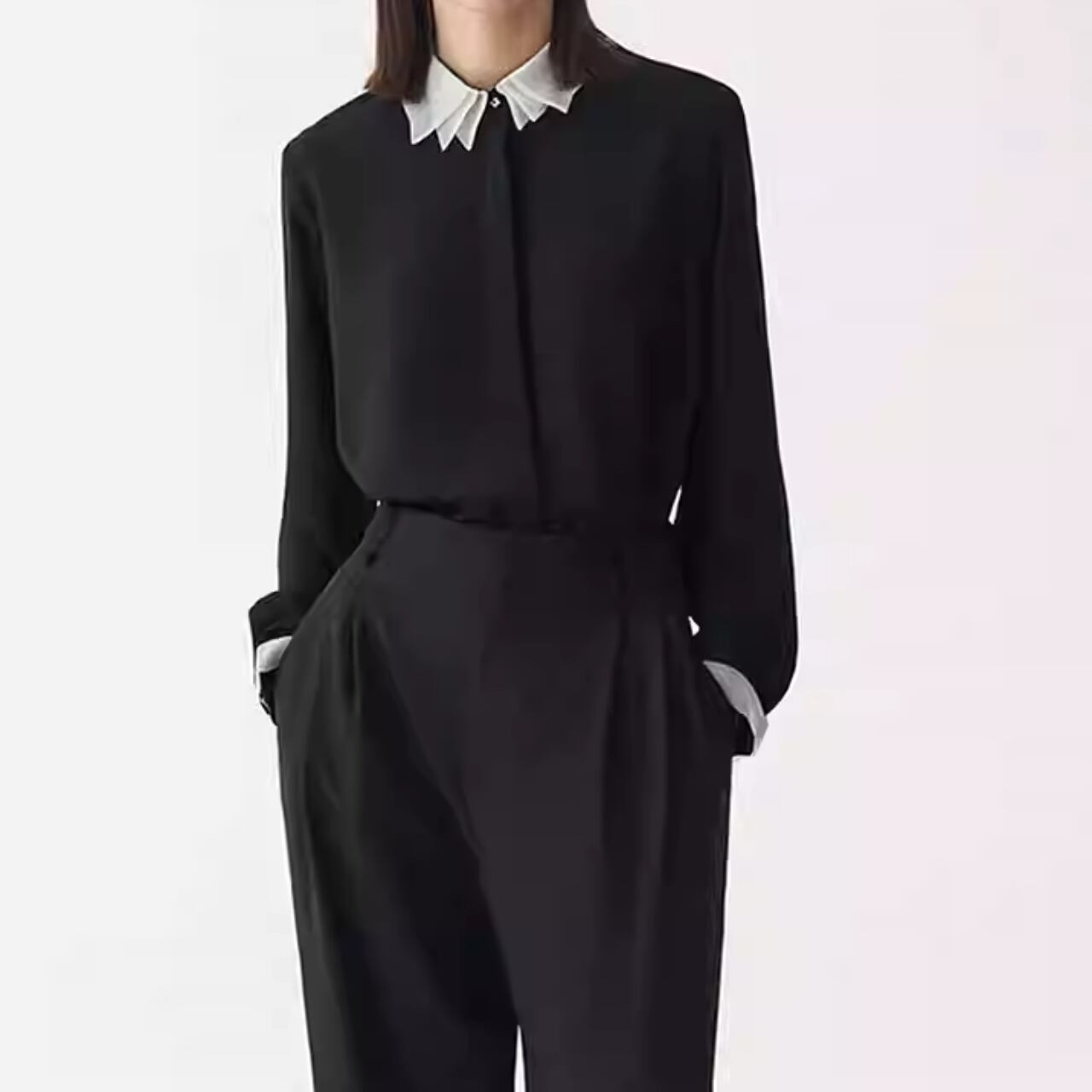 Contrast Petal Collar Blouse L00613