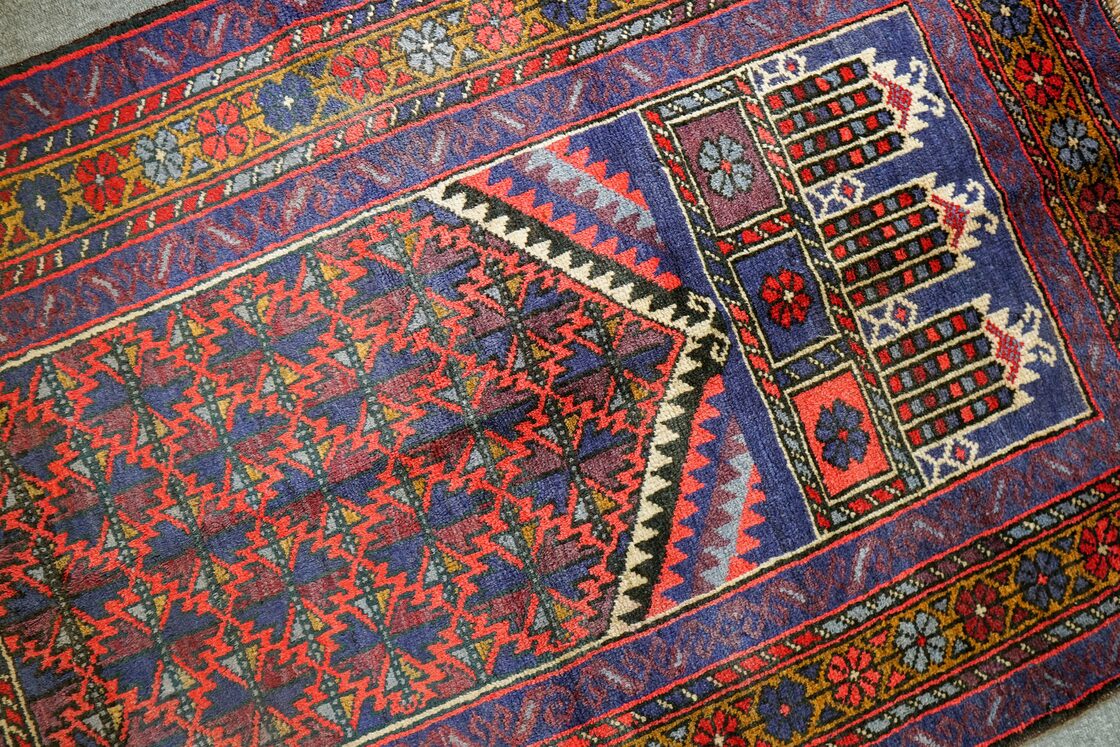 141×89cm バルーチ 手織り絨毯 ペルシャ絨毯 トライバルラグ 