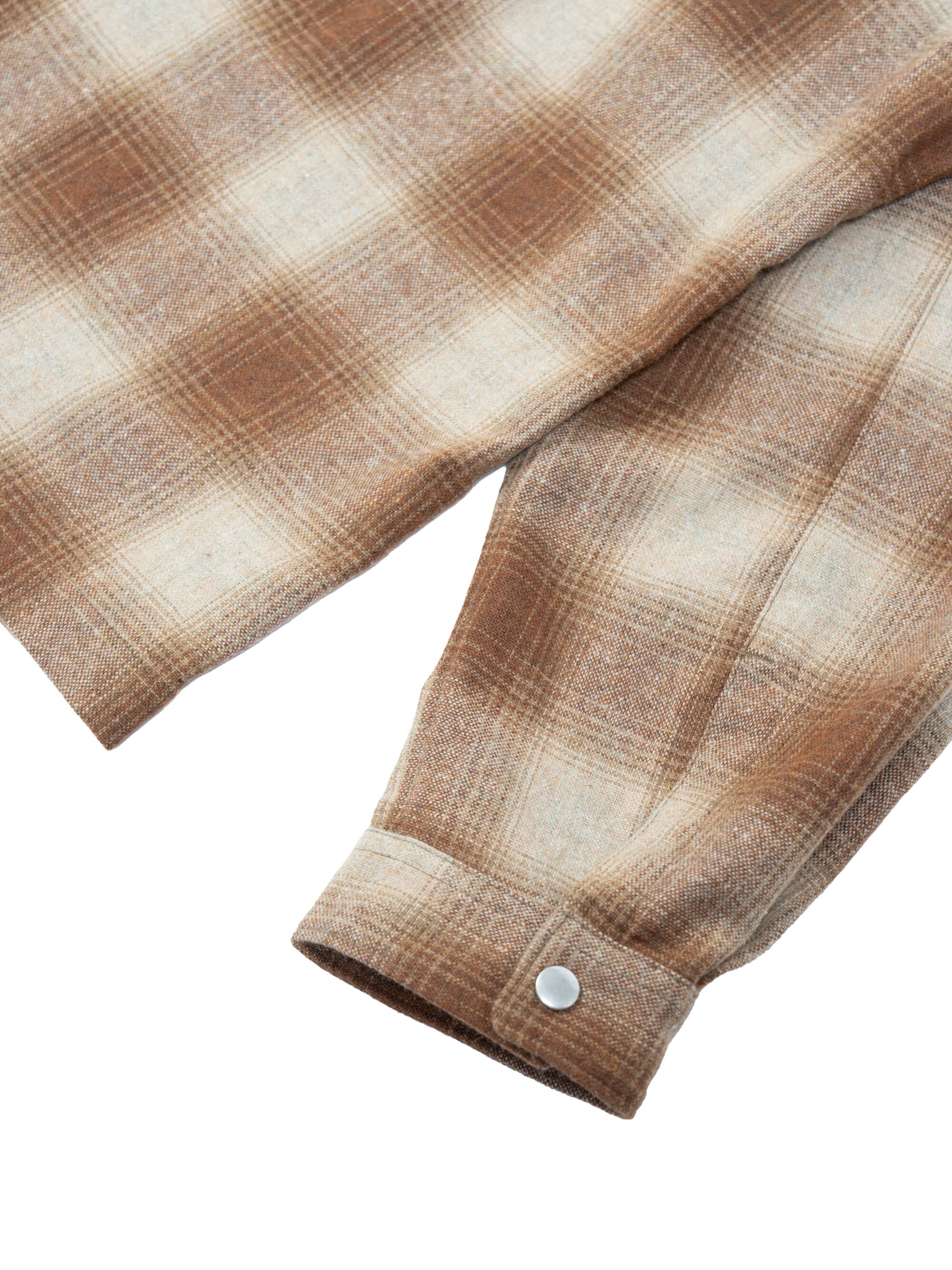 Ombre Check Shirt Jacket (beige×brown) | OVY