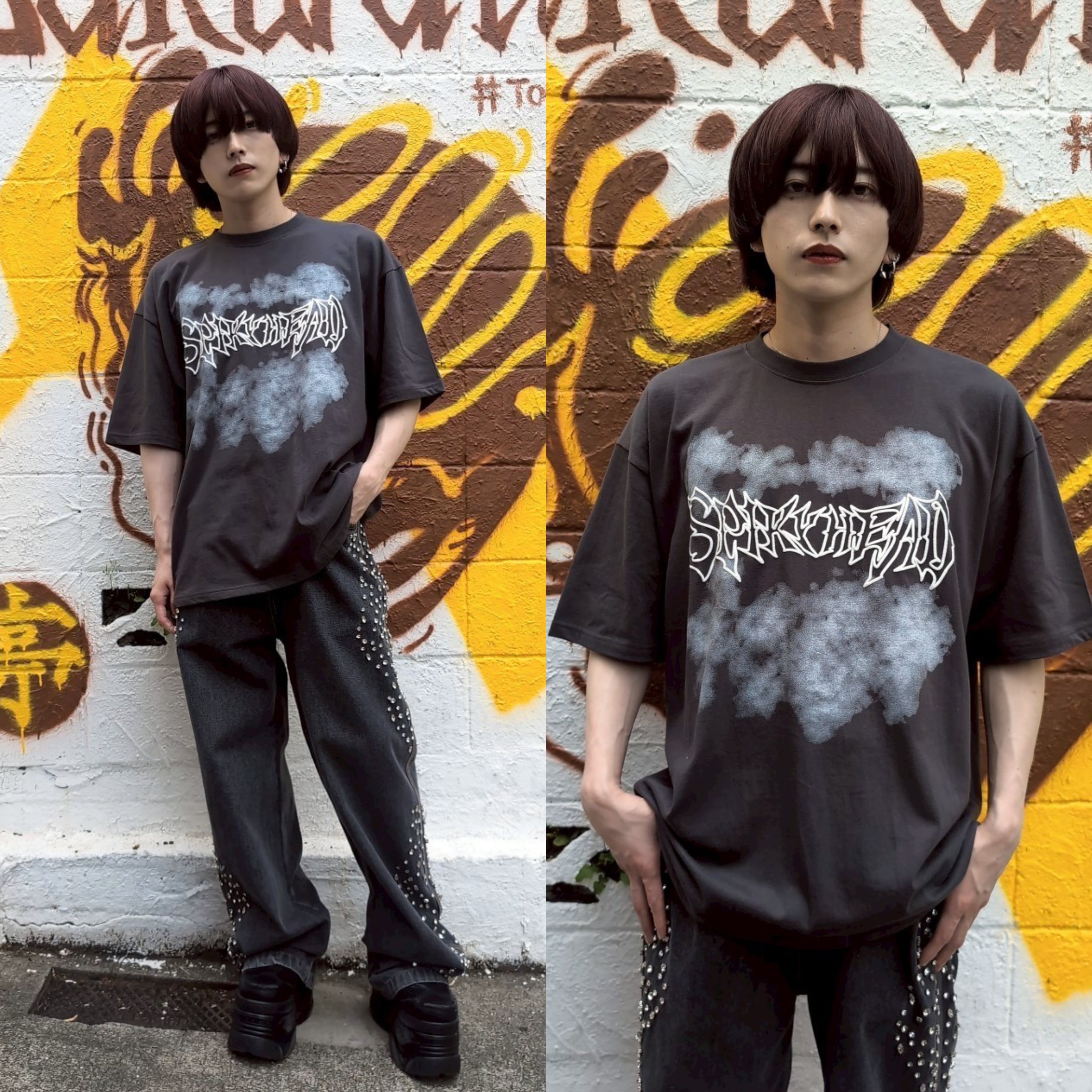 SPIKY HEADTシャツ サブカル サブスト グランジ ストリート | 韓国系