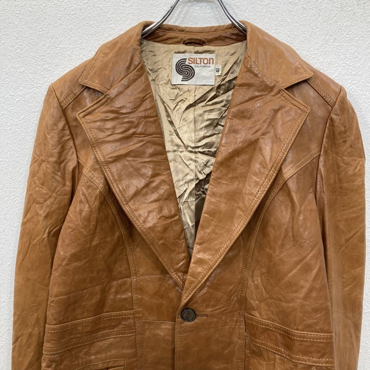 70s SILTON CALIFORNIA レザージャケット M ボタン テーラードタイプ