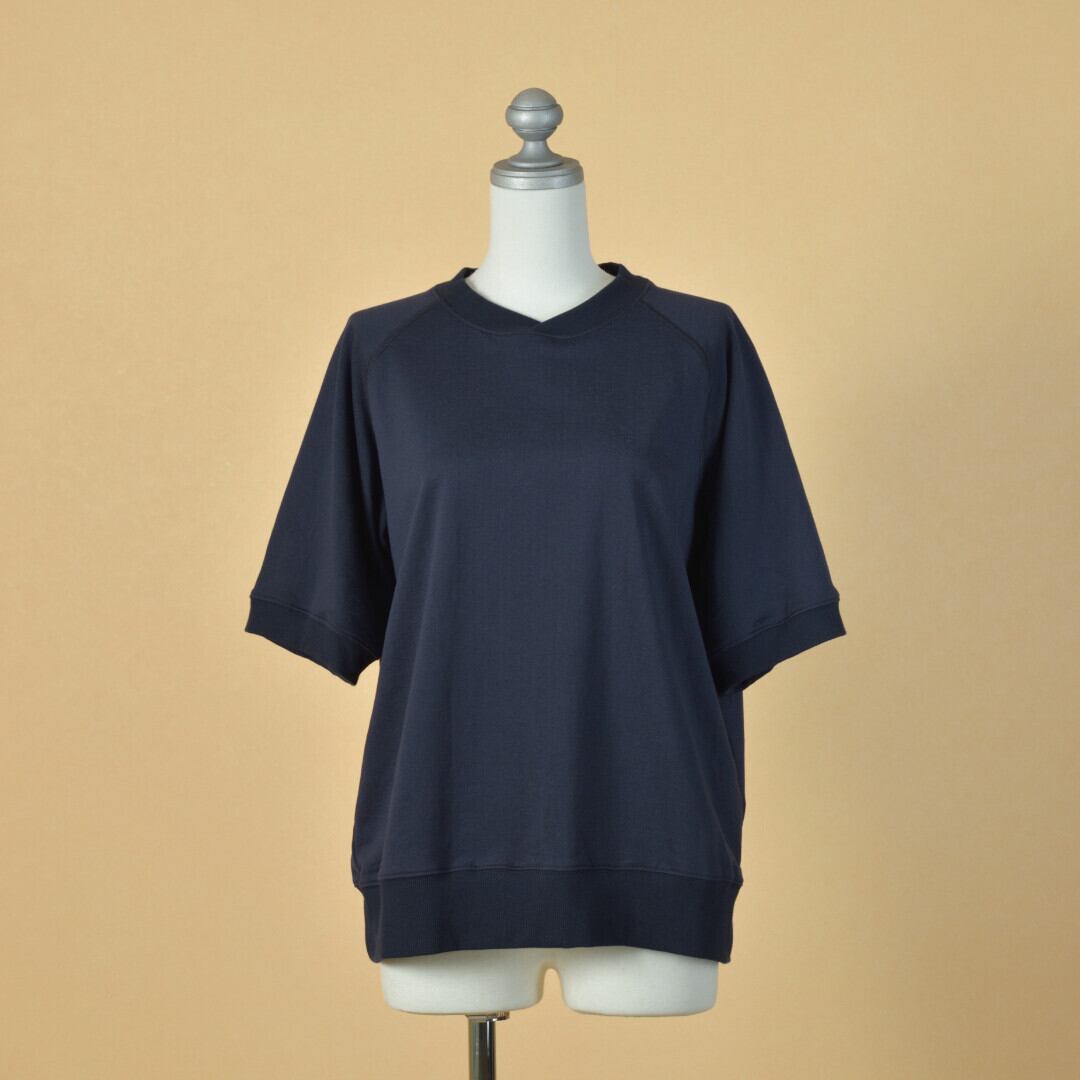 atelier naruse アトリエナルセ コットンリヨンセル裏毛半袖スウェット・ネイビー