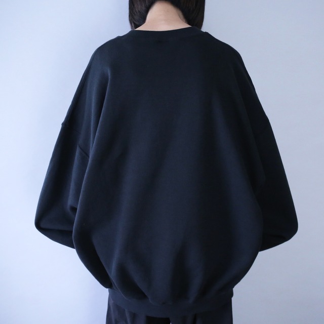 "刺繍×狼" XX over silhouette black sweat