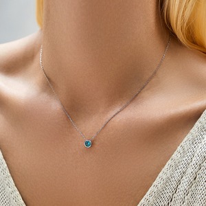 ペンダント おしゃれ 1粒 キラキラ ダイヤモンド ブルー ネックレス