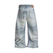 ストリート ウェーブラインストーン デニムパンツ P388