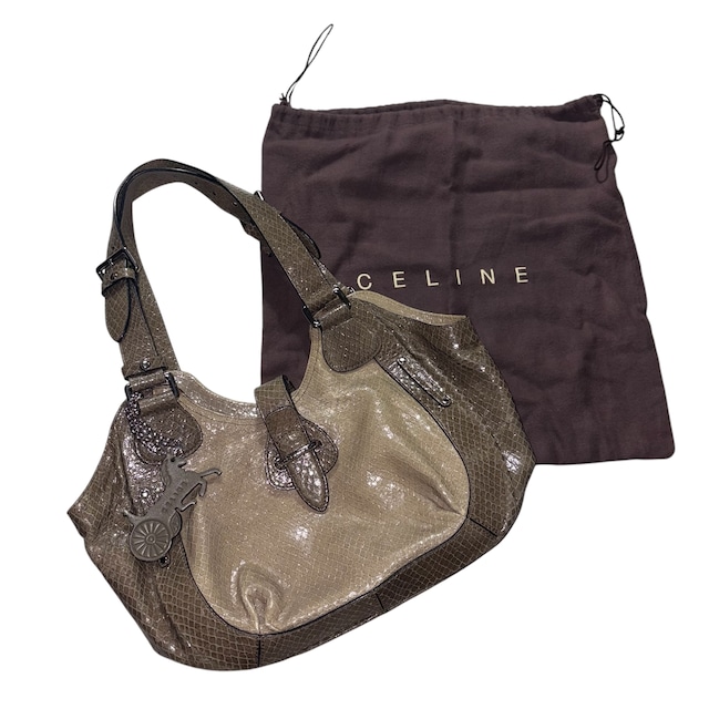 CELINE two tone python leather hobo bag