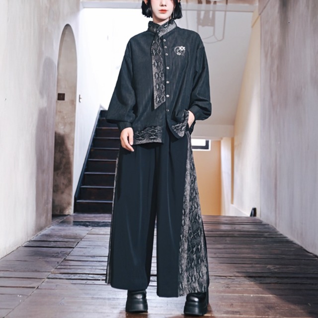 サイドグレースネークパターン切り替えワイドパンツ（ruf_02409）