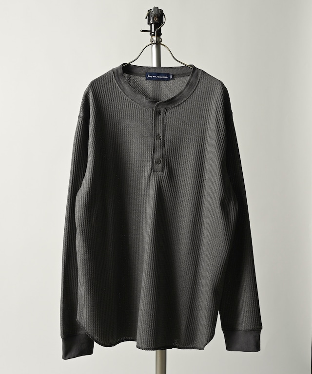 MMMM/Jacquard Side Panel Switching Crew Neck Long Sleeve Cut and Sewn L/S T-shirt (GRY) 14050M23