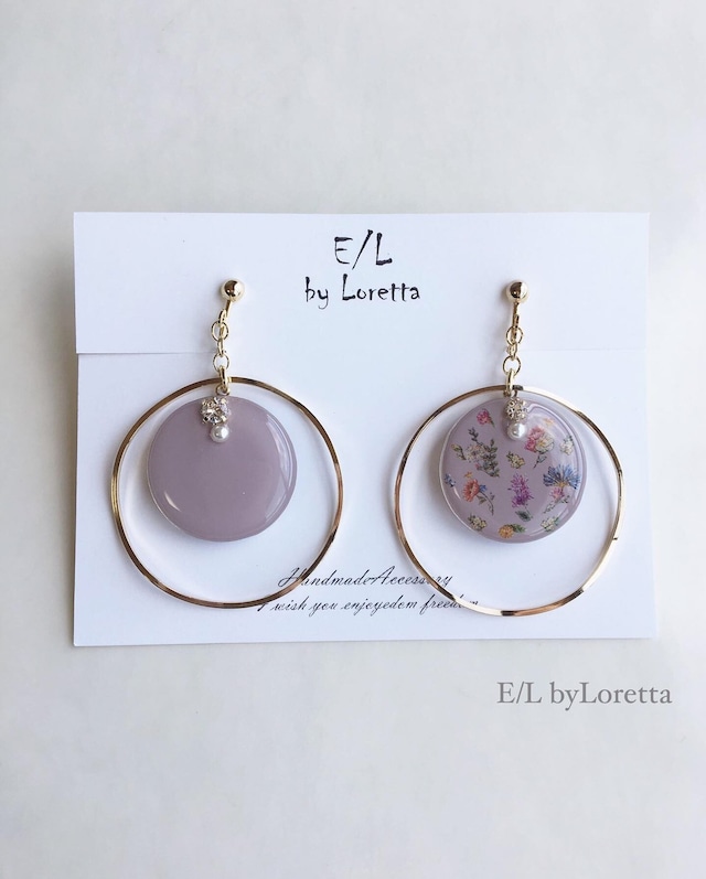 Botanical big hoop pierce/earring(Lavender)