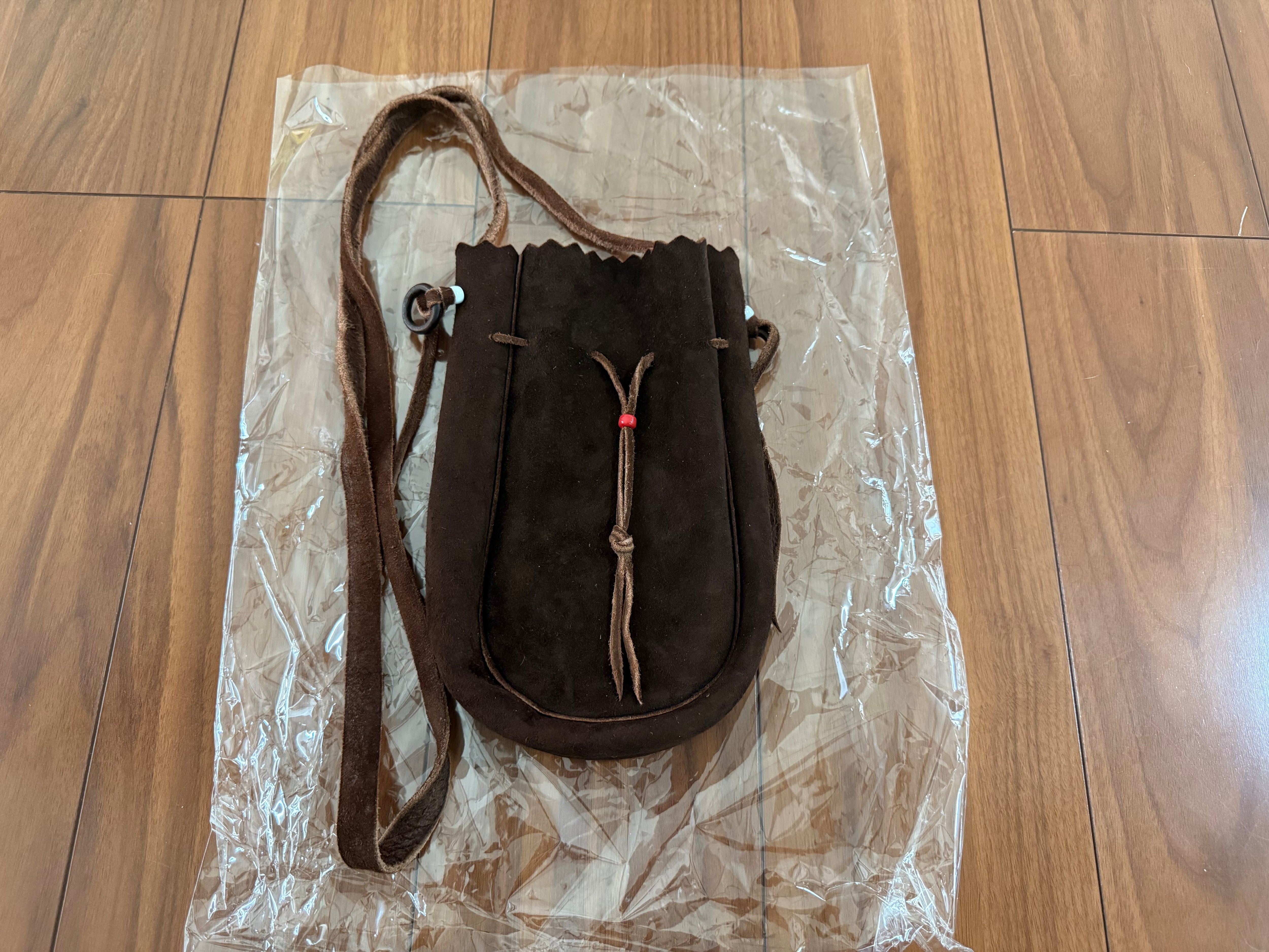 ゴローズ ほぼ新品 ディアスキン巾着ポーチバッグL 焦茶 | ゴローズ