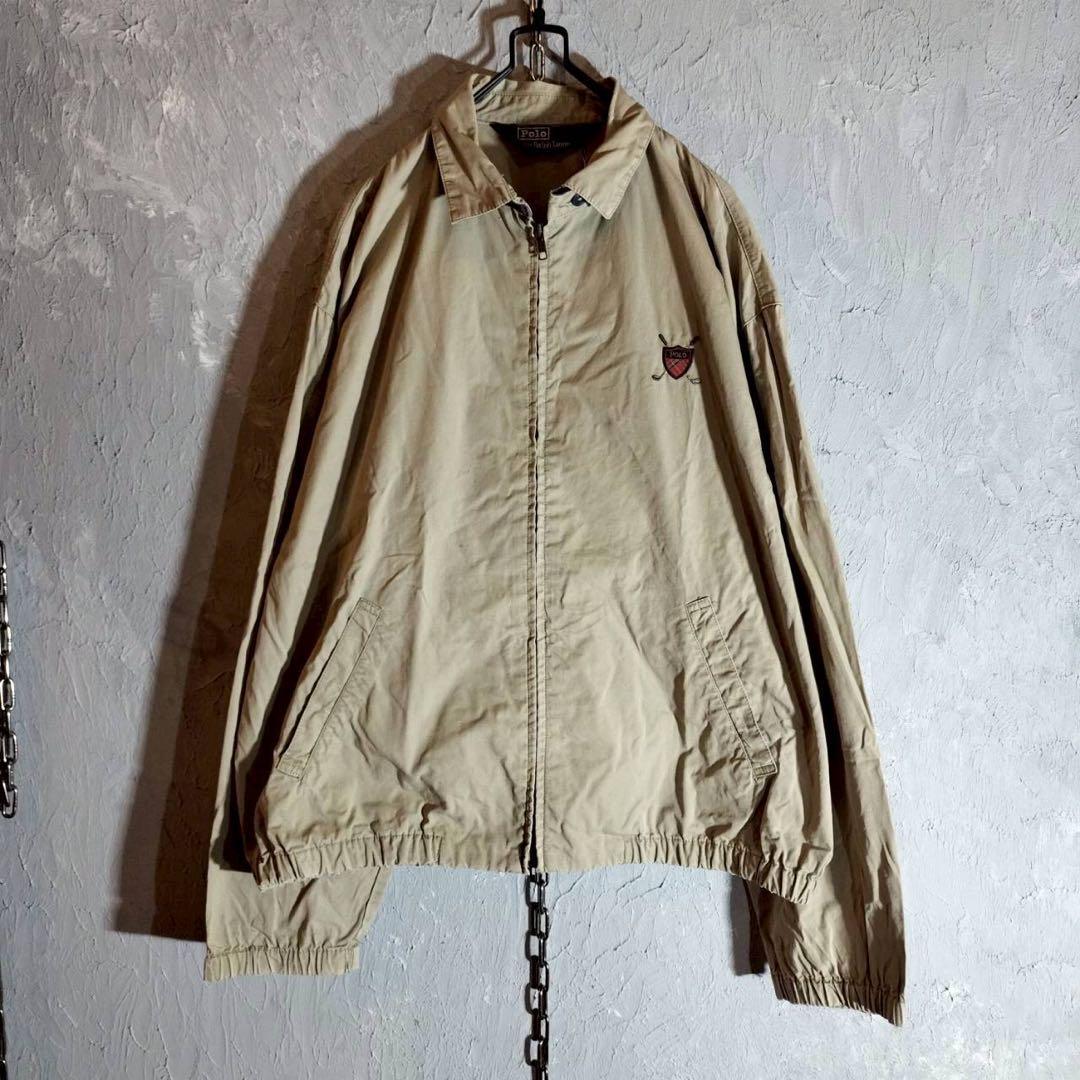 p*7様 POLO GOLFスイングトップ ベージュ ハリントンジャケット 春コ ポロラルフローレン RalphLauren スイングトップ ゴルフ刺繍 80s
