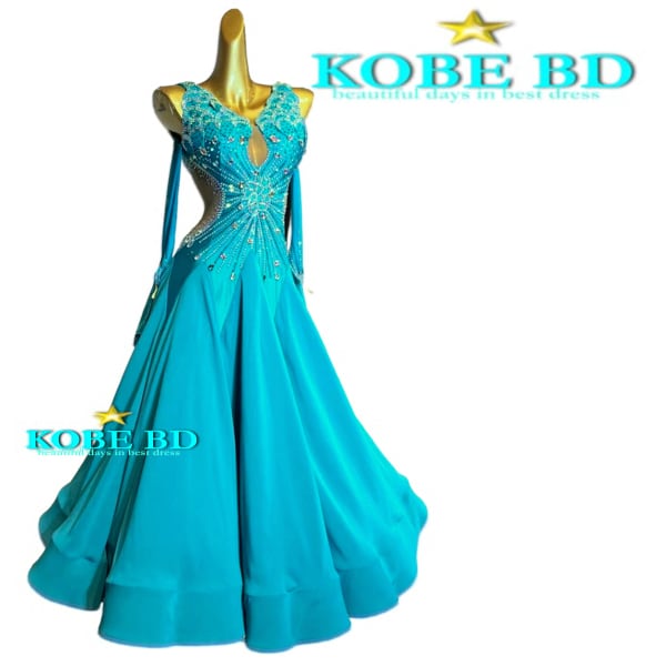 【社交ダンスドレス】⭐️【商品番号AIー 240409】スタンダードドレス / (寒色系)ワルツやスロー・タンゴにも!