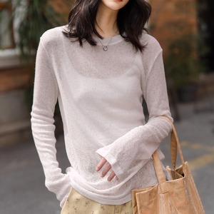 lightweight knit long sleeve sheer shirt