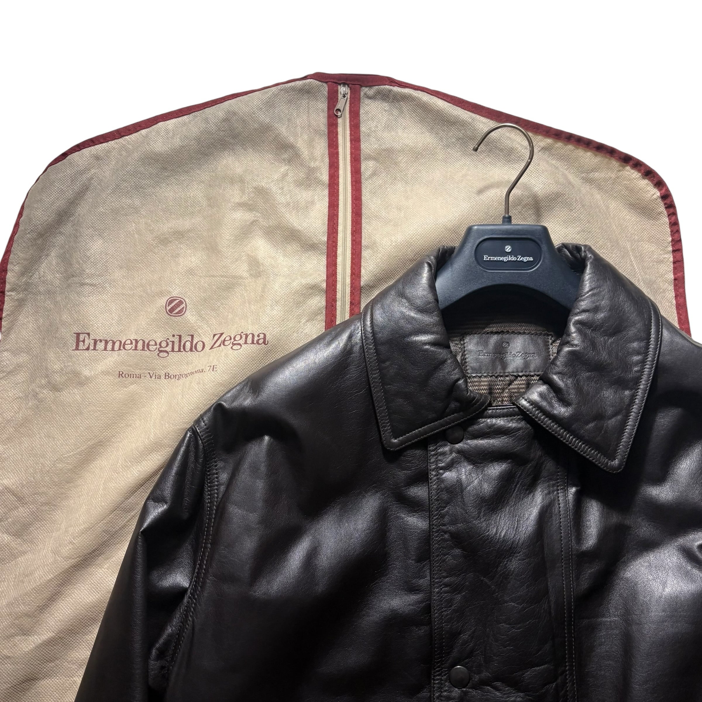 vintage ERMENEGILDO ZEGNA leather car coat | NOIR ONLINE