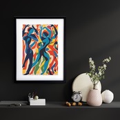 Dance Hall｜カラフルな抽象ダンスアートポスター｜切り絵風シルエットで空間を華やかに｜モダンインテリアに映える一枚｜A2ポスター