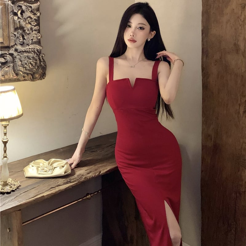 【dress】スリットキャミワンピース Q8084