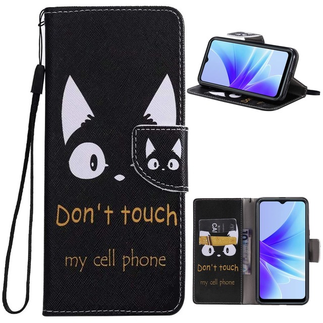 【新着商品】FOR OPPO A77 4G ケース スマホケース 手帳型 ケース FOR OPPO A77 4G カバー 猫 ストラップホール付きスタンド機能付き スマホカバー 財布型 マグネット付き シンプル カード収納 耐衝撃 PCduoduo